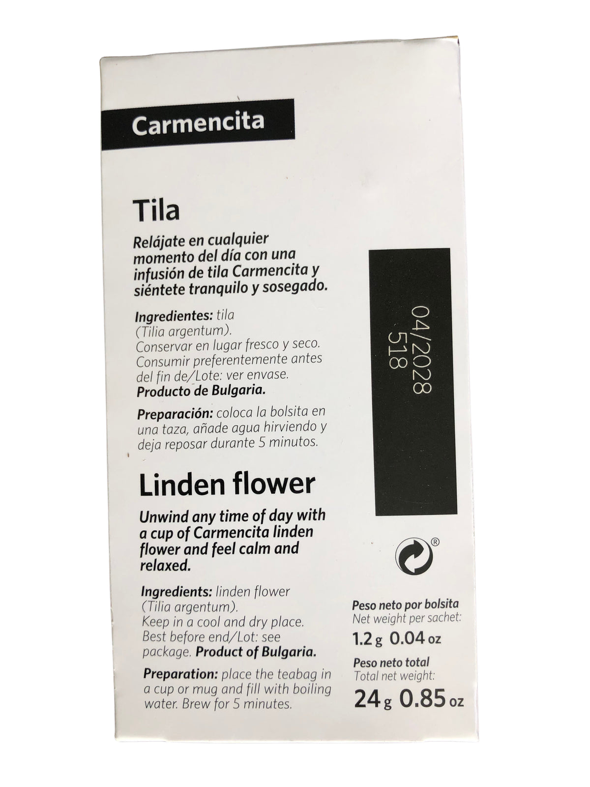 Carmencita Linden Flower Tea (Tila / Tilo) by Carmencita 20 Tea Bags