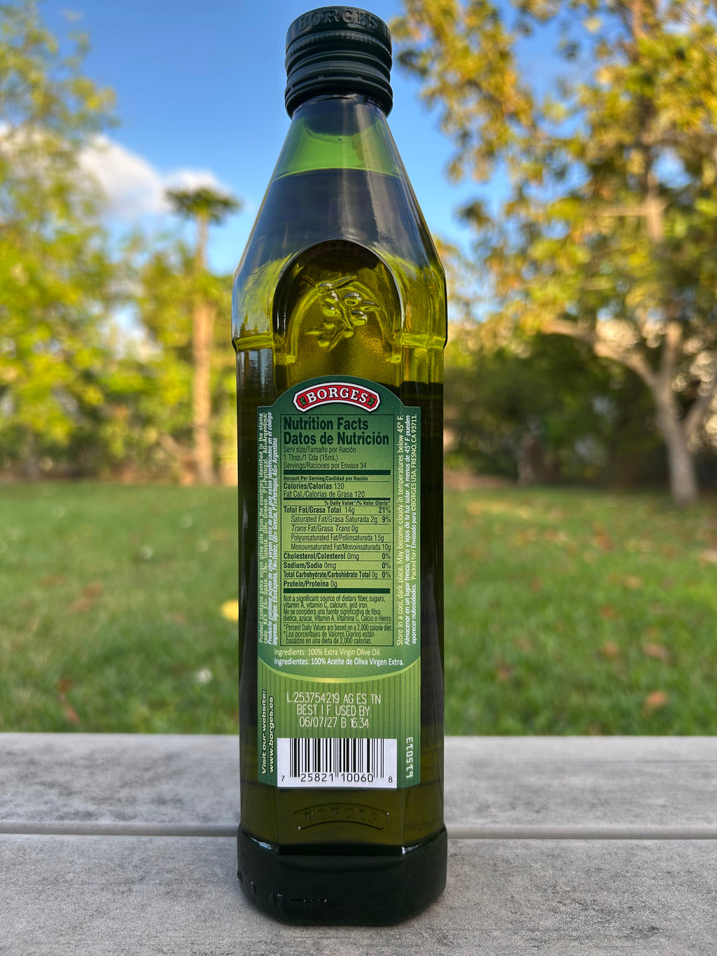 Borges Extra Virgin Olive Oil 17 fl oz 500ml Glass Bottle